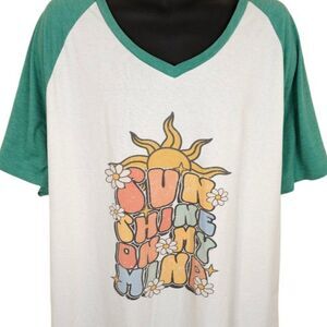 Raglan Baseball T Shirt Mens Size 2XL Sunshine On My Mind Hippie Flowers